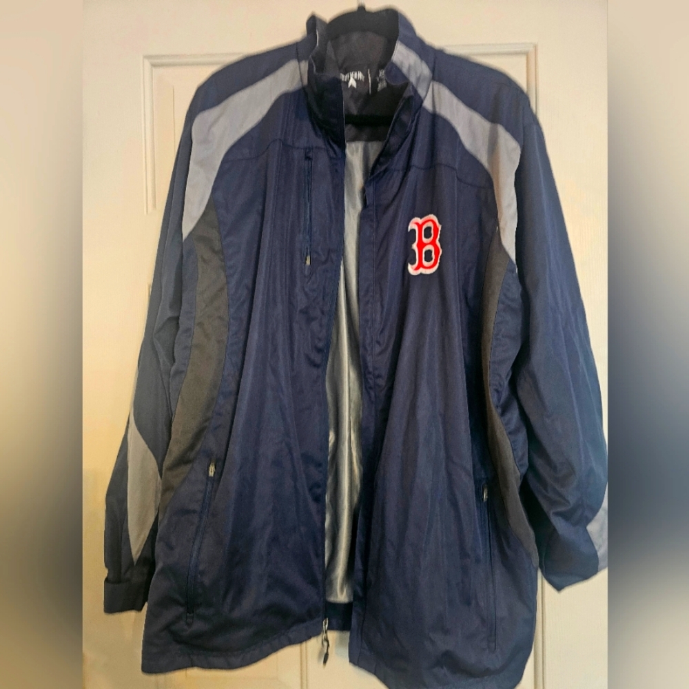 Boston Red Sox Jacket Men XXL Navy Blue Full Zip Logo Windbreaker Antigua-